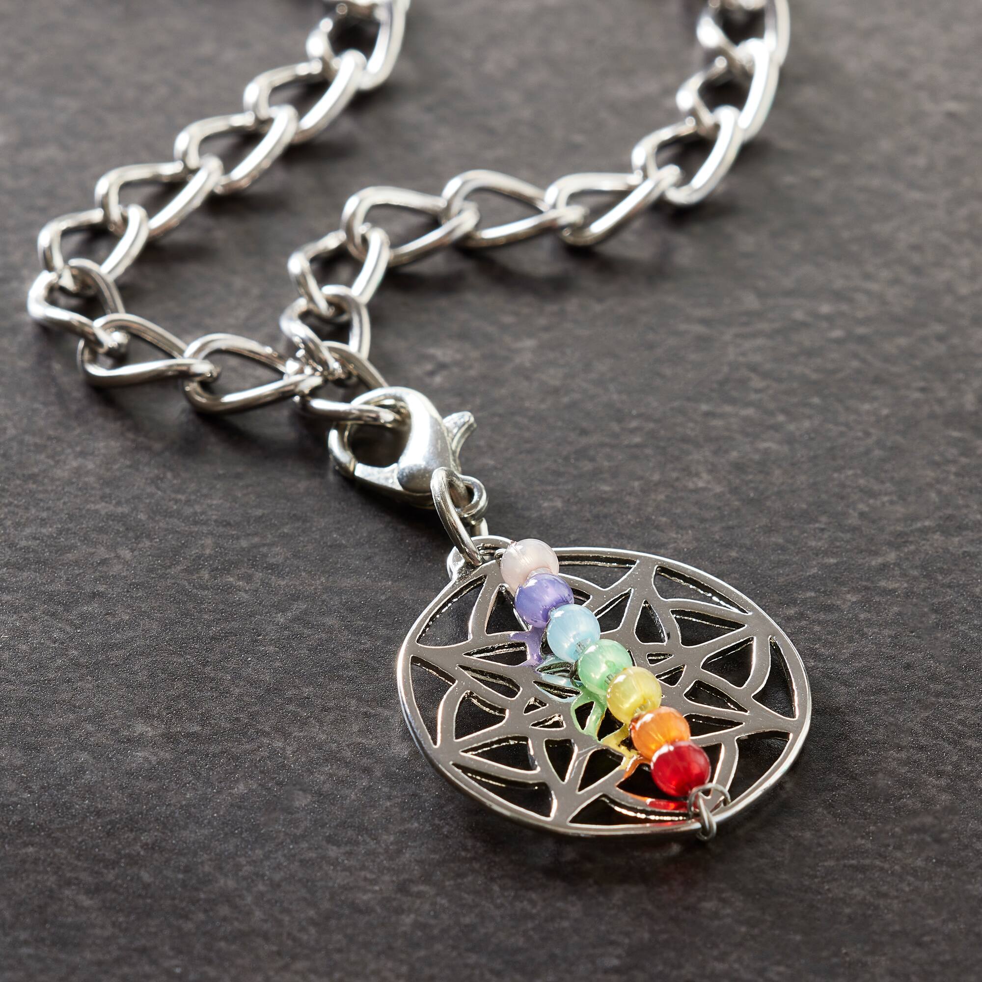 12 Pack: Rhodium Chakra Charm by Bead Landing™